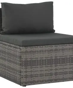 vidaXL 4 Piece Garden Lounge Set with Cushions Poly Rattan Grey