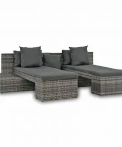 vidaXL 4 Piece Garden Lounge Set with Cushions Poly Rattan Grey