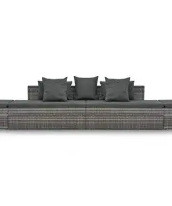 vidaXL 4 Piece Garden Lounge Set with Cushions Poly Rattan Grey
