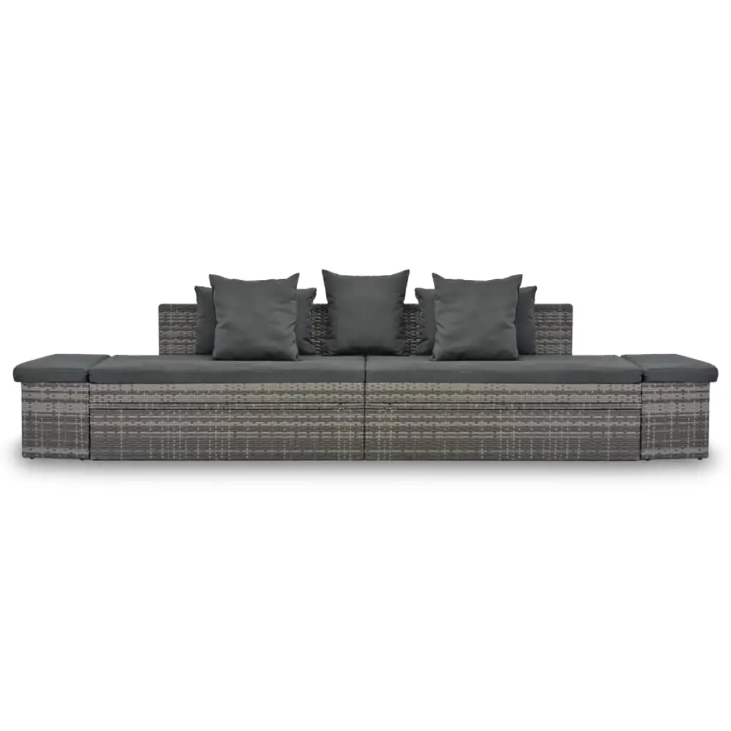 vidaXL 4 Piece Garden Lounge Set with Cushions Poly Rattan Grey