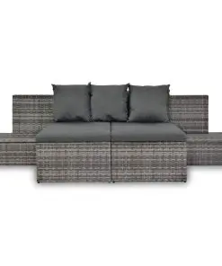 vidaXL 4 Piece Garden Lounge Set with Cushions Poly Rattan Grey