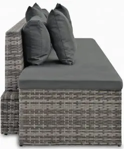 vidaXL 4 Piece Garden Lounge Set with Cushions Poly Rattan Grey