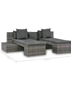vidaXL 4 Piece Garden Lounge Set with Cushions Poly Rattan Grey