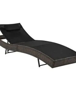 vidaXL Sun Loungers 2 pcs with Table Poly Rattan and Textilene Brown