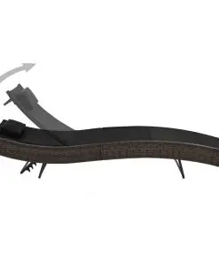 vidaXL Sun Loungers 2 pcs with Table Poly Rattan and Textilene Brown