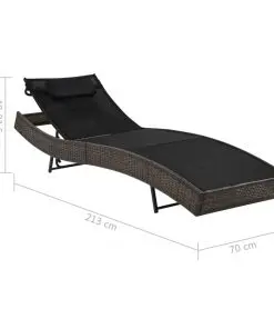 vidaXL Sun Loungers 2 pcs with Table Poly Rattan and Textilene Brown