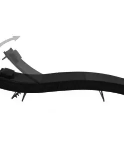 vidaXL Sun Loungers 2 pcs with Table Poly Rattan and Textilene Black