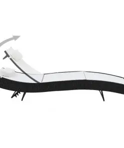 vidaXL Sun Loungers 2 pcs with Table Poly Rattan and Textilene Black