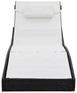 vidaXL Sun Loungers 2 pcs with Table Poly Rattan and Textilene Black