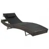 vidaXL Sun Lounger Poly Rattan and Textilene Brown
