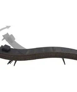 vidaXL Sun Lounger Poly Rattan and Textilene Brown