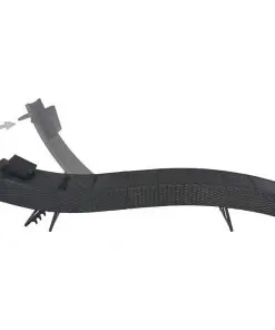 vidaXL Sun Lounger Poly Rattan and Textilene Black