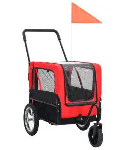 vidaXL 2-in-1 Pet Bike Trailer & Jogging Stroller Red and Black