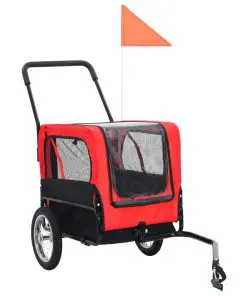 vidaXL 2-in-1 Pet Bike Trailer & Jogging Stroller Red and Black