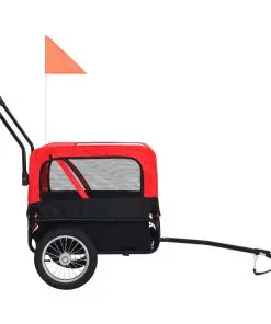vidaXL 2-in-1 Pet Bike Trailer & Jogging Stroller Red and Black