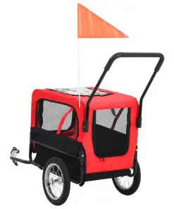vidaXL 2-in-1 Pet Bike Trailer & Jogging Stroller Red and Black