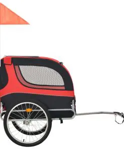 vidaXL Dog Bike Trailer Red and Black