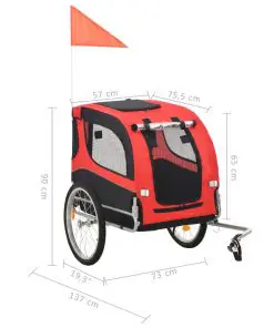 vidaXL Dog Bike Trailer Red and Black