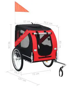 vidaXL Dog Bike Trailer Red and Black
