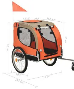 vidaXL Dog Bike Trailer Orange and Brown