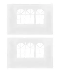 vidaXL Party Tent Sidewalls 2 pcs with Window White