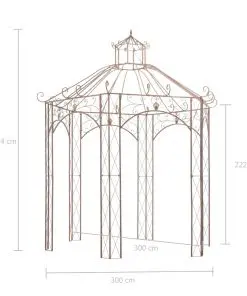 vidaXL Garden Pavilion Antique Brown 3 m Iron