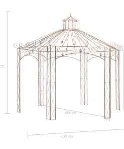 vidaXL Garden Pavilion Antique Brown 4 m Iron