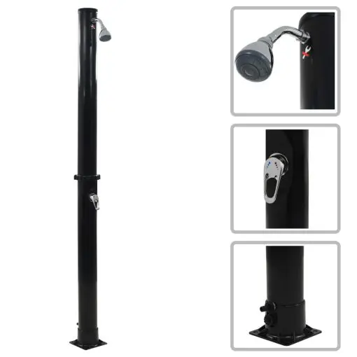 vidaXL Solar Shower Black 214 cm 18 L