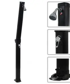 vidaXL Foldable Solar Shower Black 214 cm 23 L