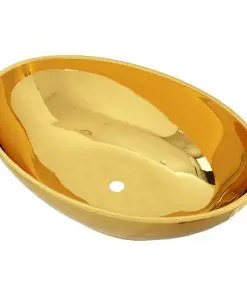 vidaXL Wash Basin 40x33x13.5 cm Ceramic Gold
