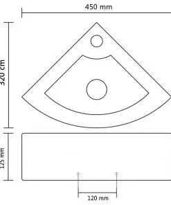 vidaXL Wash Basin with Overflow 45x32x12.5 cm Ceramic Silver