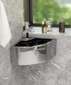 vidaXL Wash Basin with Overflow 45x32x12.5 cm Ceramic Silver