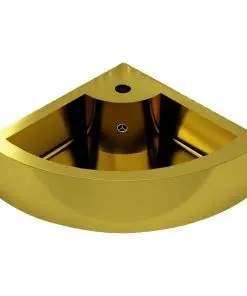 vidaXL Wash Basin with Overflow 45x32x12.5 cm Ceramic Gold