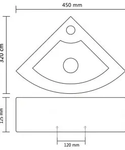 vidaXL Wash Basin with Overflow 45x32x12.5 cm Ceramic Gold