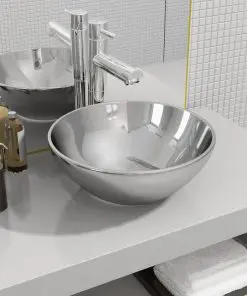 vidaXL Wash Basin 32.5×14 cm Ceramic Silver