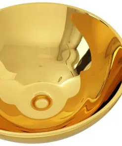 vidaXL Wash Basin 32.5×14 cm Ceramic Gold