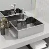 vidaXL Wash Basin with Faucet Hole 48x37x13.5 cm Ceramic Silver