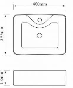 vidaXL Wash Basin with Faucet Hole 48x37x13.5 cm Ceramic Gold
