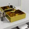 vidaXL Wash Basin with Faucet Hole 48x37x13.5 cm Ceramic Gold