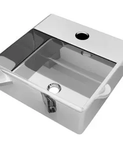 vidaXL Wash Basin with Faucet Hole 38x30x11.5 cm Ceramic Silver