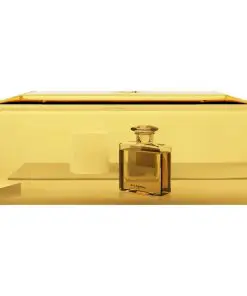 vidaXL Wash Basin with Faucet Hole 38x30x11.5 cm Ceramic Gold