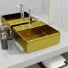 vidaXL Wash Basin with Faucet Hole 38x30x11.5 cm Ceramic Gold