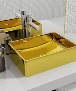 vidaXL Wash Basin 41x30x12 cm Ceramic Gold