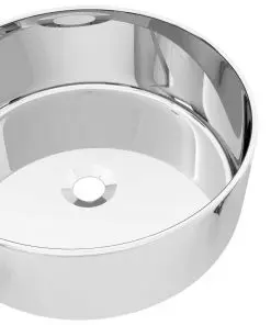 vidaXL Wash Basin 40×15 cm Ceramic Silver