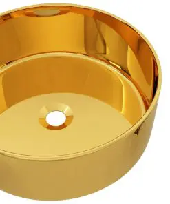 vidaXL Wash Basin 40×15 cm Ceramic Gold
