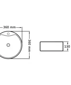 vidaXL Wash Basin with Overflow 36×13 cm Ceramic White