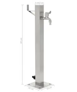 vidaXL Garden Water Column Stainless Steel Square 65 cm
