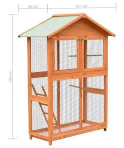 vidaXL Bird Cage Solid Pine & Fir Wood 120x60x168 cm