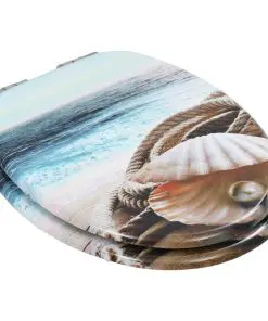 vidaXL WC Toilet Seat with Soft Close Lid MDF Muschel Design