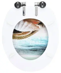 vidaXL WC Toilet Seat with Soft Close Lid MDF Muschel Design